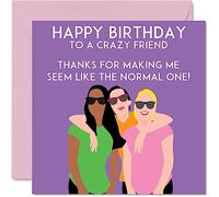 Stuff4 Biglietti di compleanno divertenti donne con scritta I Don't Know Karate But I Know Crazy - Biglietto di auguri migliore amico collega di lavoro sorella cugina zia 145mm