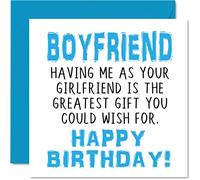 Stuff4 Biglietti di compleanno divertenti fidanzato - Having Me As Your Girlfriend Greatest Gift Wish - Joke Happy Birthday Card di Girlfriend Partner Banter Birthday Gifts - 145mm