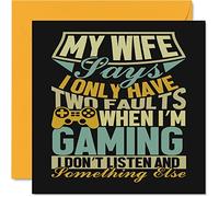 Stuff4 Biglietti di compleanno divertenti marito con scritta I Only Have Two Faults biglietto di auguri il marito della moglie regalo videogiochi 145mm biglietti di auguri anniversari