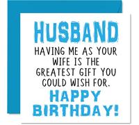 Biglietti di compleanno divertenti marito con scritta in lingua inglese "Having Me As Your Wife Greatest Gift Wish" biglietto di auguri di compleanno moglie marito e marito 145mm