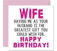 Biglietti di compleanno divertenti moglie con scritta in lingua inglese "Having Me As Your Husband Greatest Gift Wish" biglietto di auguri di compleanno marito moglie 145mm