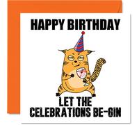 Biglietti di compleanno divertenti per uomini e donne - Be-Gin - Biglietto di auguri di buon compleanno per amanti del gin mamma papà fratello sorella figlio figlia nan nonno 145mm
