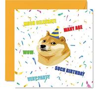 Biglietti di compleanno divertenti uomini e donne - Doge Meme - Biglietti di compleanno mamma papà fratello sorella figlio figlia nan nonno 145mm scherzo umoristico 30°