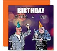 Stuff4 Biglietti di compleanno divertenti uomini e donne - Expectations vs Reality - Biglietto di compleanno scherzoso fratello sorella amico 145 mmx145 mm biglietti di auguri umoristici