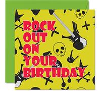 Biglietti di compleanno divertenti uomini e donne lui - Rock Out - Biglietto di compleanno punk mamma papà figlio figlia fratello sorella zia zio cugino tata nonno 145mm