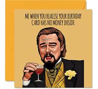 Biglietti di compleanno divertenti uomini e donne - No Money Leo Meme - Biglietti di compleanno maleducati mamma papà fratello sorella figlio figlia nan nonno 145mm scherzo