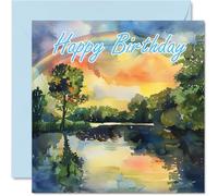 Stuff4 Biglietti di compleanno donne e uomini acquerello arcobaleno biglietto di auguri di compleanno mamma papà fratello sorella zio cugino nonno tata e amico 145mm