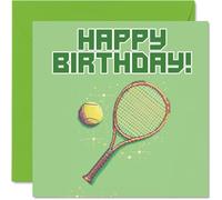 Stuff4 Biglietti di compleanno per uomini e donne, Pixel Art Tennis