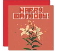 Stuff4 Biglietti di compleanno uomini e donne con gigli Pixel Art biglietto di auguri fratello sorella figlio figlia zio zia collega amico 145mm biglietti di auguri