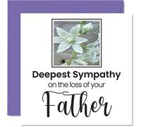 Stuff4 Biglietti di condoglianze - Deepest Sympathy On The Loss Of Your Father - Biglietti di lutto adulti 145mm biglietti di auguri condoglianze Thinking of You con fiori