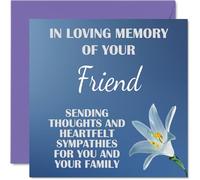 Stuff4 Biglietti di condoglianze - In Loving Memory Of Your Friend - Biglietti di auguri lutto e lutto adulti 145mm biglietto di auguri condoglianze che pensano a te fiori