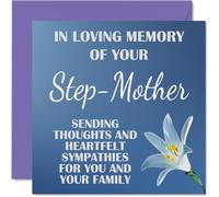 Stuff4 Biglietti di condoglianze - In Loving Memory Of Your Step Mother - Biglietti di auguri lutto adulti 145mm biglietto di auguri condoglianze che pensano a te fiori