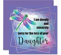 Stuff4 Biglietti di condoglianze - Sorry For The Loss of Your Daughter - Biglietto di auguri per condoglianze con libellule per adulti, 145 mm x 145 mm