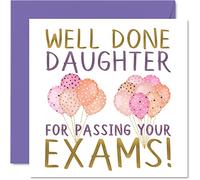 Stuff4 Biglietti di congratulazioni - Well Done Daughter Supered Exams - Proud of You Card Congratulations Degree Exam Results School College Exams GCSE A Level Uni 145mm Well Done Greeting Cards