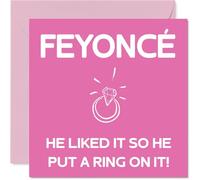 Stuff4 Biglietti di fidanzamento divertenti coppie con scritta in inglese Feyonce put a ring on it regalo di congratulazioni buon fidanzamento scherzo 145mm biglietti di auguri