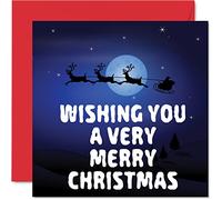 Biglietti di Natale donne e uominiBabbo Natale slitta Merry ChristmasBiglietto di auguri di Natale tutta la famiglia sorella zia 145 mmx145 mm singolo biglietto di auguri di Natale