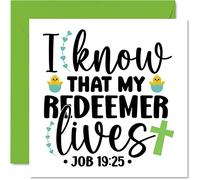 Stuff4 Biglietti di Pasqua religiosi - My Redentore Lives Job 19:25 - Happy Easter Card Friend Bibbia regali di Pasqua cristiana 145mm biglietti di auguri stagionali primaverili familiari e