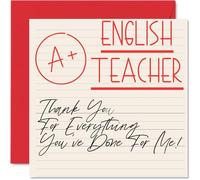 Stuff4 Biglietti di ringraziamento insegnante di inglese - A+ Teacher - Biglietti di ringraziamento lui lei uomini donne insegnante biglietto di apprezzamento sincero 145mm Thank You