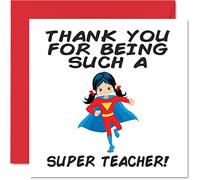 Biglietti di ringraziamento per insegnanti - Super Teacher Female - Biglietti di ringraziamento per insegnante lei o lui biglietto di apprezzamento umoristico per insegnante 145mm