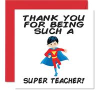 Stuff4 Biglietti di ringraziamento per insegnanti - Super Teacher Male - Biglietti di ringraziamento per insegnante lei o lui biglietto di apprezzamento umoristico per insegnanti 145mm
