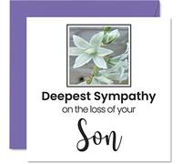 Stuff4 Biglietti di simpatia - Deepest Sympathy On The Loss Of Your Son - Scusa lutto adulti - Biglietto di auguri condoglianze 145mm - Biglietto di auguri con simpatia floreale