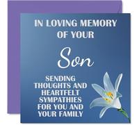 Stuff4 Biglietti di simpatia - In Loving Memory Of Your Son Card - Scusa lutto per adulti - Biglietto di auguri per condoglianze pensanti di te, 145 mm x 145 mm