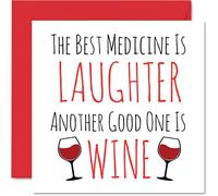 Biglietti divertenti con scritta "Get Well Soon" uomini e donne con scritta in lingua inglese "Best Medicine is Laughter" Another is Wine Speedy Recovery 145mm amici fratelli