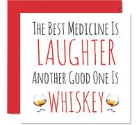Stuff4 Biglietti divertenti con scritta Get Well Soon uomini e donne con scritta in lingua inglese Best Medicine is Laughter Another is Whiskey Speedy Recovery 145mm scherzo