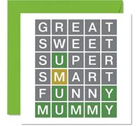Stuff4 Biglietti speciali la festa della mamma - Word Puzzle Quiz Smart Funny - Biglietto di auguri di compleanno mamma madre da figlio figlia 145mm la festa della mamma