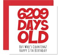 Biglietto auguri 17° compleanno ragazzi ragazze lui e lei - 6209 giorni vecchio - divertente adolescente diciassettesimo biglietto auguri fratello sorella figlio cugino 145mm