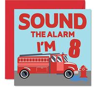 Stuff4 Biglietto auguri 8° compleanno ragazzo - autopompa dei pompieri - biglietto auguri 8 anni ragazzi lui 145mm biglietto auguri figlio fratello nipote cugino dio figlio ottavo compleanno