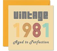 Stuff4 Biglietto Auguri il 42° Compleanno Uomo Donna - Vintage 1981 Invecchiato allafezione - 42 Biglietti di Compleanno Divertenti Fratello Sorella Zia Zio 145 mm Biglietto d'Auguri