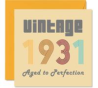 Biglietto Auguri per il 92° Compleanno per Uomo Donna - Vintage 1931 Invecchiato alla Perfezione - 92 Biglietti di Compleanno Divertenti per Bisnonno Bisnonna, 145 mm Biglietto d'Auguri