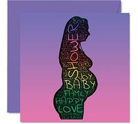 Stuff4 Biglietto baby shower - Rainbow Word Cloud - Congratulations New Baby Cards biglietti congratulazioni neonati regali benvenuto al mondo 145mm biglietti auguri bambini genitori