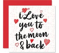 Biglietto di anniversario lei - I Love You To The Moon & Back - simpatico biglietto di compleanno fidanzata fidanzato moglie marito partner 145mm romantici biglietti di auguri