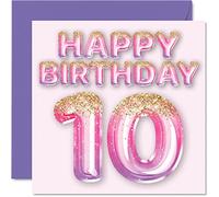 Biglietto di auguri 10° compleanno donne e uomini elegante ed elegante donna di 10 anni figlio figlia fratello sorella nipote amico 145mm 145mm biglietto di