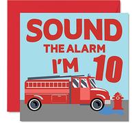 Stuff4 Biglietto di auguri 10° compleanno ragazzo autopompa dei pompieri biglietto di auguri di buon compleanno ragazzo 145mm figlio fratello nipote cugino dio figlio decimo