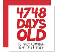 Stuff4 Biglietto di auguri 13° compleanno ragazzi ragazze lui lei 4748 giorni divertente adolescente tredicesimo compleanno fratello sorella figlio figlia cugina 145mm