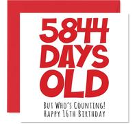 Stuff4 Biglietto di auguri 16° compleanno ragazzi ragazze lui e lei - 5844 giorni vecchio - divertente adolescente sedici sedicesimi auguri fratello sorella figlio cugino 145mm