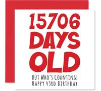Biglietto di auguri 43° compleanno uomo e donna lui e lei 15706 giorni divertente biglietto di auguri quarantatré e quarantatreesimo compleanno fratello sorella figlio