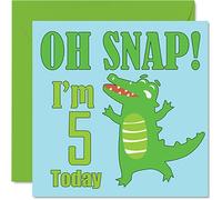 Biglietto di auguri 5° compleanno ragazzo - Oh Snap! Crocodile - Biglietto di auguri bambino di 5 anni 145mm biglietto di auguri figlio fratello nipote cugino dio figlio