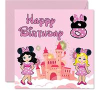 Biglietto di auguri 8° compleanno ragazza - Fantasy Castle Mouse - Happy Birthday Card 8 anni - Biglietto di auguri lei 145mm figlia nipote nipote sorella figlia di Dio