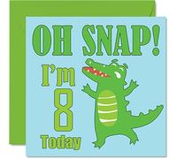 Stuff4 Biglietto di auguri 8° compleanno ragazzo - Oh Snap! Crocodile - Biglietto di auguri bambino di 8 anni 145mm biglietto di auguri figlio fratello nipote cugino dio figlio