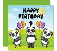 Biglietto di auguri 9° compleanno unisex festa con panda biglietto di auguri 9 anni 145mm grazioso biglietto di auguri figlio figlia fratello sorella nipote nipote