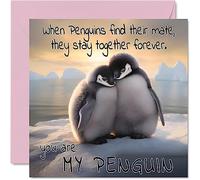 Biglietto di auguri anniversario con pinguino con scritta in lingua inglese You Are My Penguin simpatico e romantico biglietto di San Valentino fidanzata fidanzato moglie marito