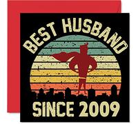 Biglietto di auguri anniversario di matrimonio con scritta in lingua inglese "Best Husband Since 2009" con scritta "I Love You" il 15° anniversario di matrimonio 145mm il