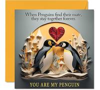 Biglietto di auguri anniversario di San Valentino con pinguino - Penguins Forever - carino romantico fidanzata fidanzato moglie marito partner amico lui lei 145mm