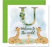 Stuff4 Biglietto di auguri bambini unisex con scritta in lingua inglese Welcome to the world U Congratulations Baby Cards Newborn Well Done Congrats New Baby Cards Welcome to the World 145mm