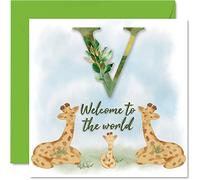 Stuff4 Biglietto di auguri bambini unisex con scritta in lingua inglese Welcome to the world V Congratulations Baby Cards Newborn Well Done Congrats New Baby Cards Welcome to the World 145mm
