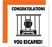 Biglietto di auguri colleghi donne e uomini con scritta "Congratulations You Escaped! - Sorry Your Leaving Good Luck In Your New Job Card" 145mm divertente regalo congratulazioni